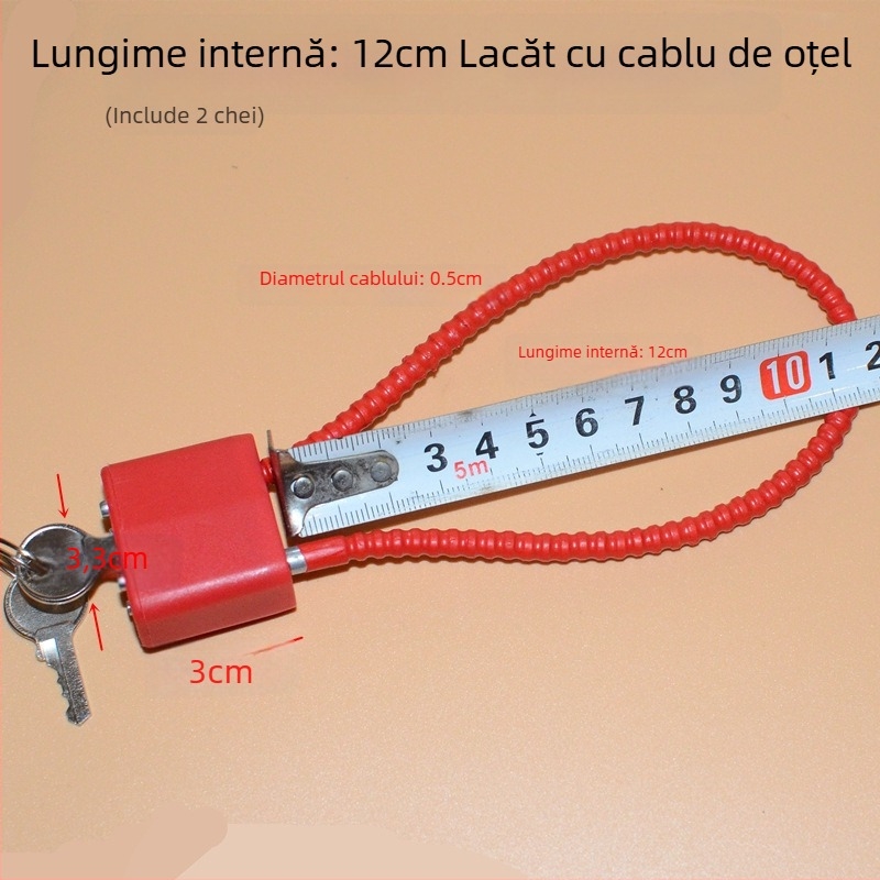 Lacăt pentru dulap de arme cu cablu din oțel, nucleu din aliaj de zinc, braț de închidere din oțel, deschidere directă, Wolf dog