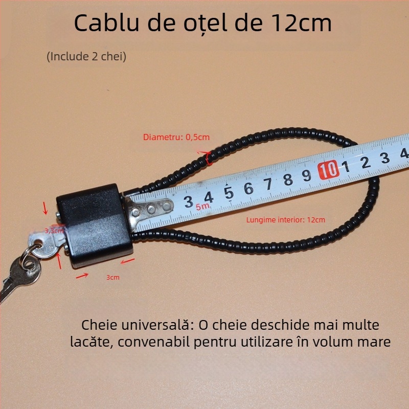 Lacăt pentru dulap de arme cu cablu din oțel, nucleu din aliaj de zinc, braț de închidere din oțel, deschidere directă, Wolf dog
