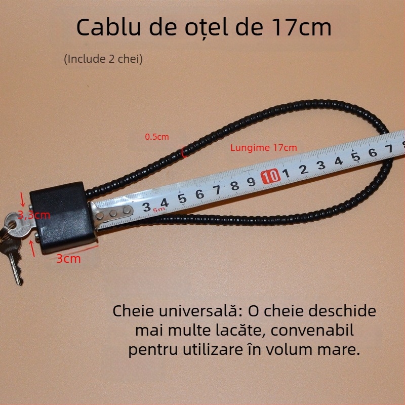 Lacăt pentru dulap de arme cu cablu din oțel, nucleu din aliaj de zinc, braț de închidere din oțel, deschidere directă, Wolf dog
