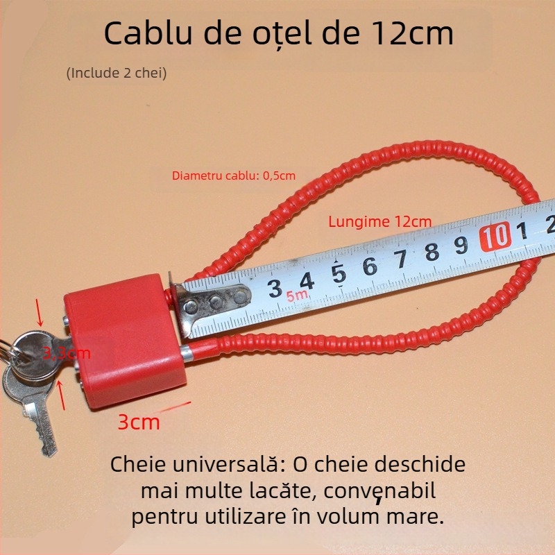 Lacăt pentru dulap de arme cu cablu din oțel, nucleu din aliaj de zinc, braț de închidere din oțel, deschidere directă, Wolf dog