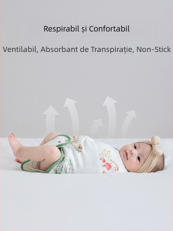 Sac de dormit pentru bebeluși în formă de cocon, din bumbac 95%+ cu căptușeală 95%+, antibacterian și evacuează umezeala, pentru nou-născuți până la 12 luni, primăvară și toamnă.