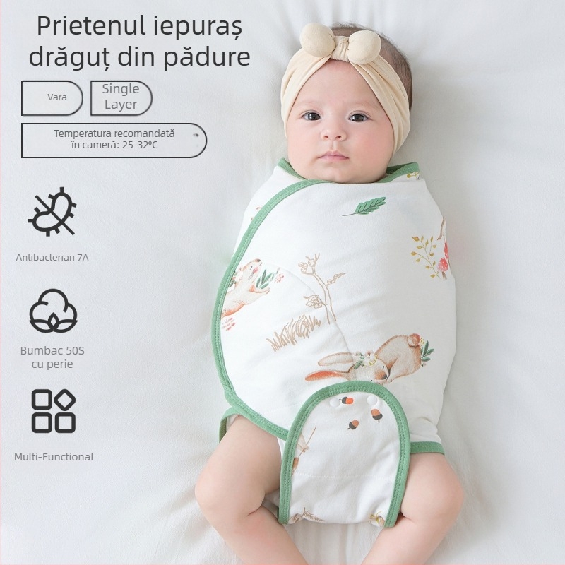 Sac de dormit pentru bebeluși în formă de cocon, din bumbac 95%+ cu căptușeală 95%+, antibacterian și evacuează umezeala, pentru nou-născuți până la 12 luni, primăvară și toamnă.