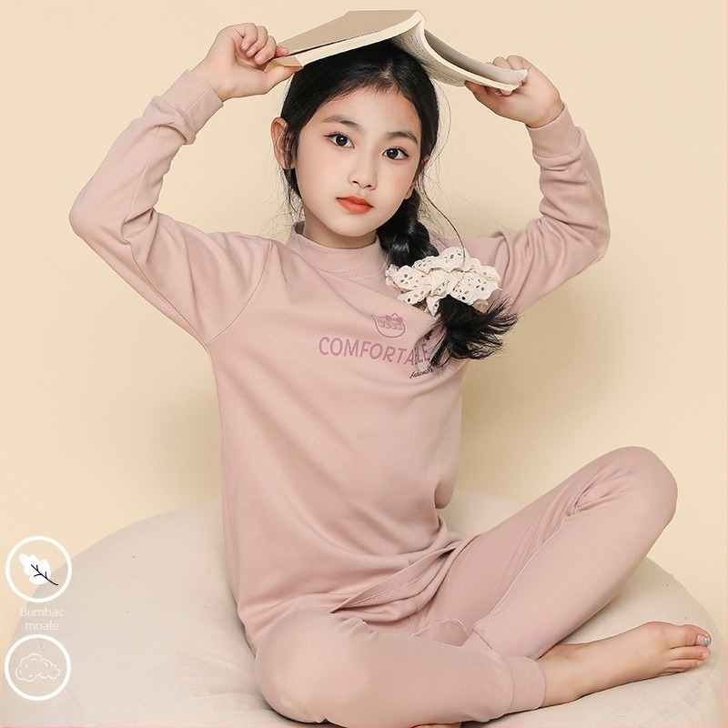 Set de lenjerie termică pentru fete, 100% bumbac, pentru primăvară, toamnă și iarnă, menține căldura, pentru copii 8+ ani (peste 140 cm)