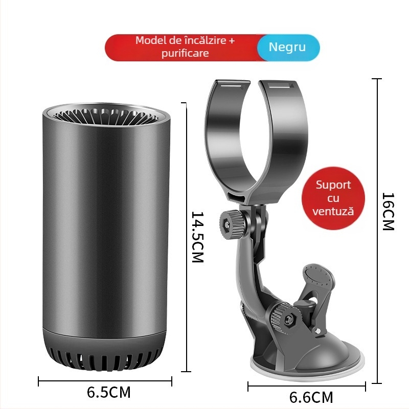 Încălzitor auto Bymaocar BY-1580, 65W, Plastic, cu ventuză, purificator de aer și dezfogare