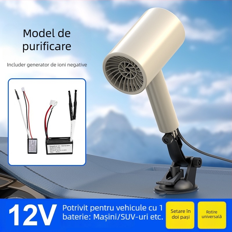 Încălzitor auto Bymaocar BY-1580, 65W, Plastic, cu ventuză, purificator de aer și dezfogare