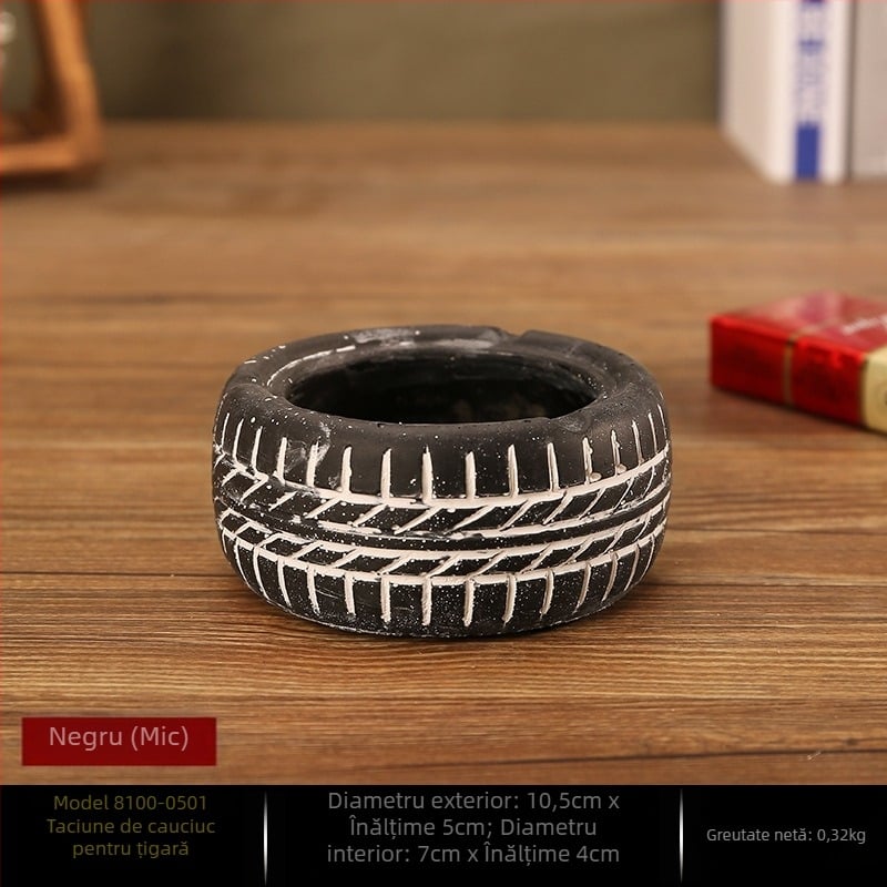 Scrumieră în formă de anvelopă, design minimalist industrial, model AS65465161