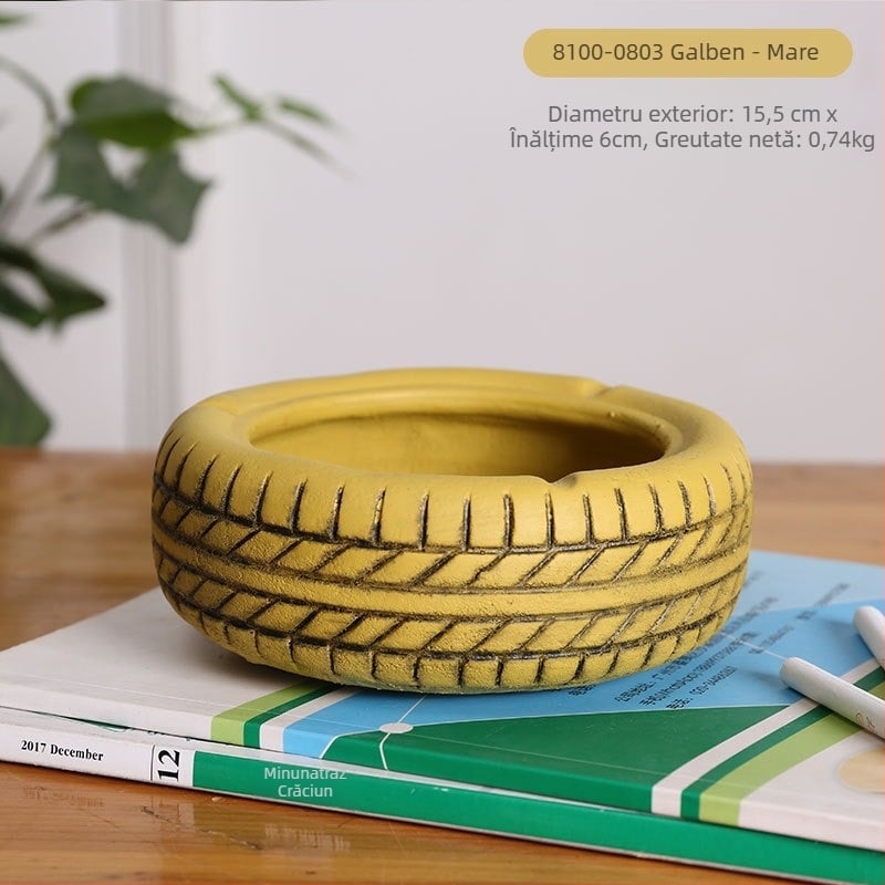 Scrumieră în formă de anvelopă, design minimalist industrial, model AS65465161