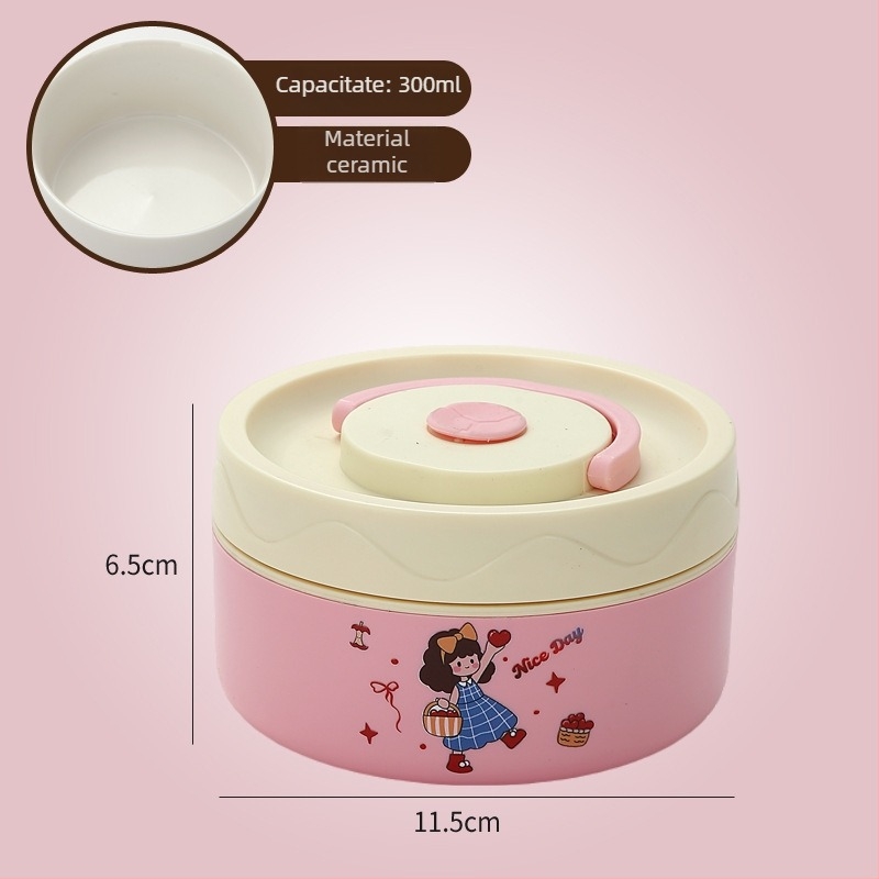 Cutie de prânz, oțel inoxidabil 304, capacitate 301–500 ml, potrivită pentru microunde, capac etanș, menține cald