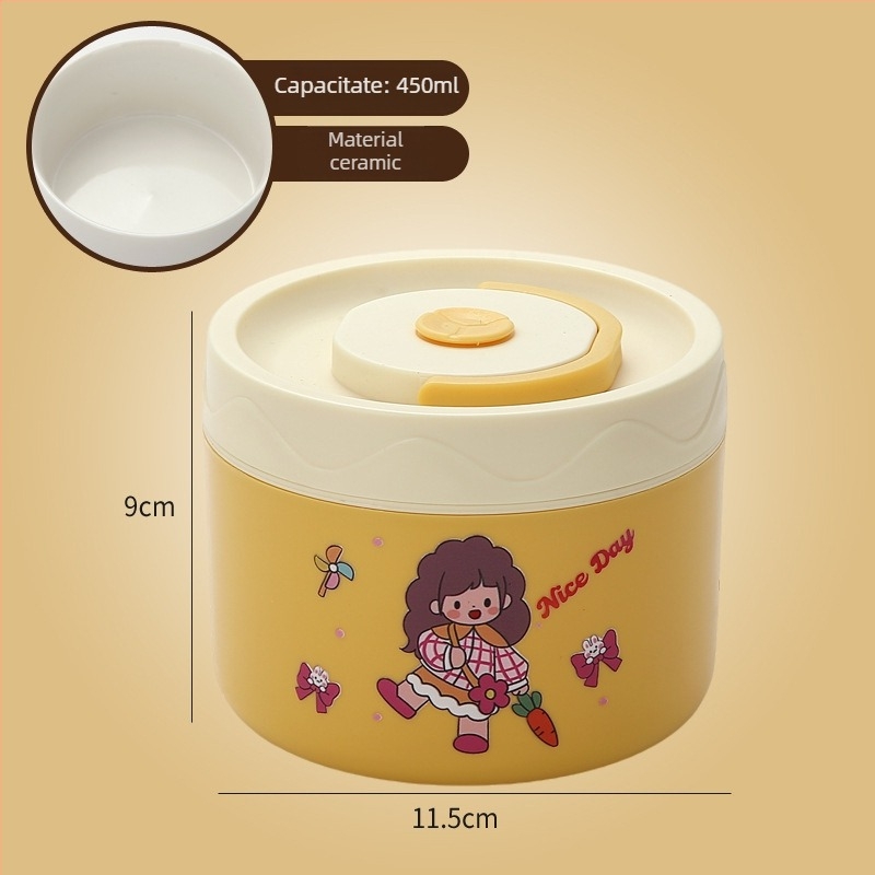 Cutie de prânz, oțel inoxidabil 304, capacitate 301–500 ml, potrivită pentru microunde, capac etanș, menține cald