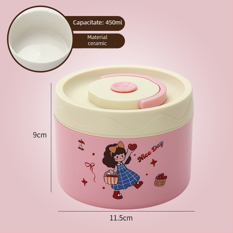 Cutie de prânz, oțel inoxidabil 304, capacitate 301–500 ml, potrivită pentru microunde, capac etanș, menține cald