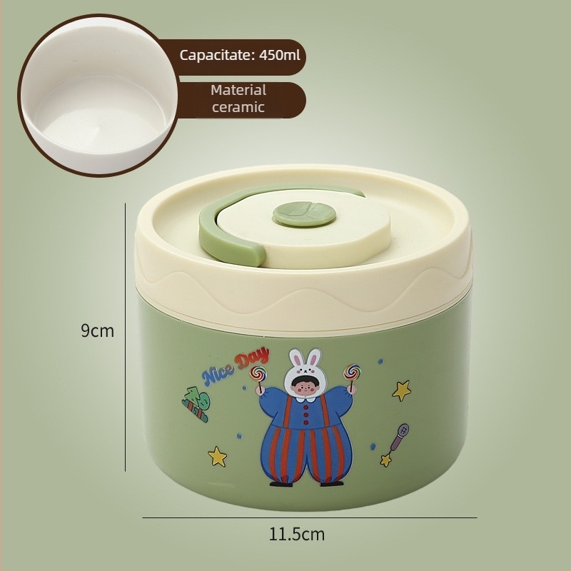 Cutie de prânz, oțel inoxidabil 304, capacitate 301–500 ml, potrivită pentru microunde, capac etanș, menține cald