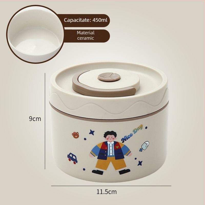 Cutie de prânz, oțel inoxidabil 304, capacitate 301–500 ml, potrivită pentru microunde, capac etanș, menține cald