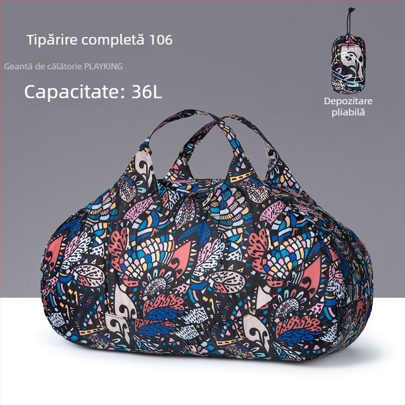 Geantă duffel de călătorie unisex, ultra-ușoară, pliabilă, 36–55L, poliester