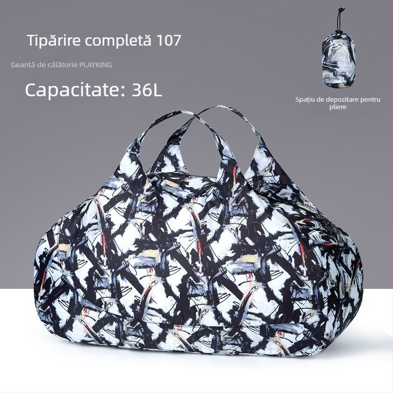Geantă duffel de călătorie unisex, ultra-ușoară, pliabilă, 36–55L, poliester