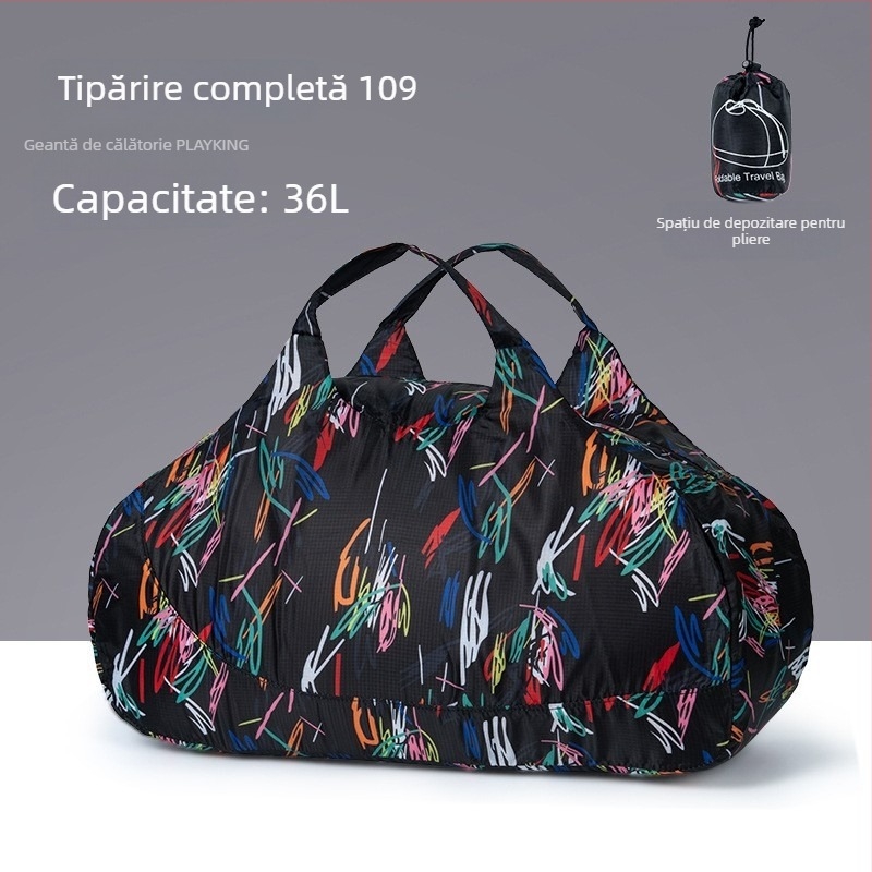 Geantă duffel de călătorie unisex, ultra-ușoară, pliabilă, 36–55L, poliester