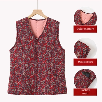 Vestă de iarnă pentru vârstnici, material poliester (>95%), stil casual, lungime normală 50–65 cm, sezon iarnă 2024