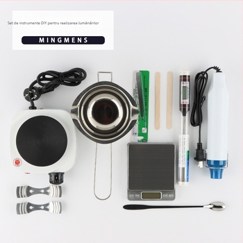 Mingmens set pentru fabricarea lumânărilor aromatice — instrumente handmade, cu plită de inducție, oală pentru ceară și termometru