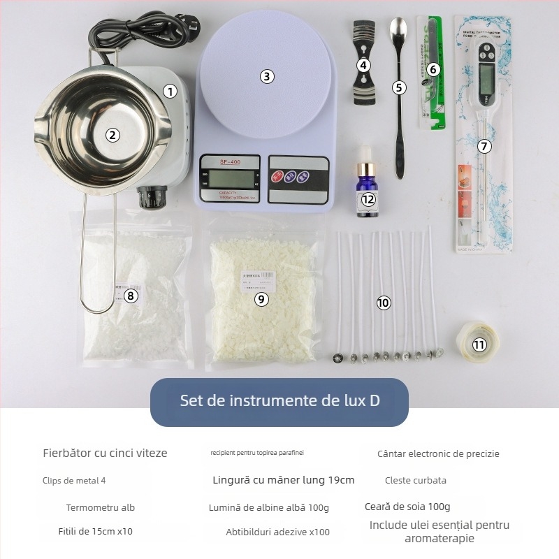 Mingmens set pentru fabricarea lumânărilor aromatice — instrumente handmade, cu plită de inducție, oală pentru ceară și termometru