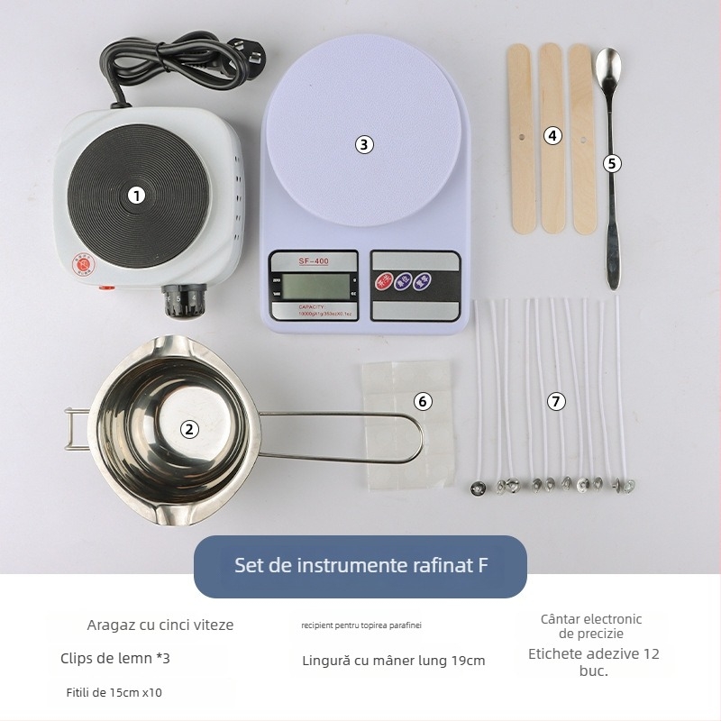 Mingmens set pentru fabricarea lumânărilor aromatice — instrumente handmade, cu plită de inducție, oală pentru ceară și termometru