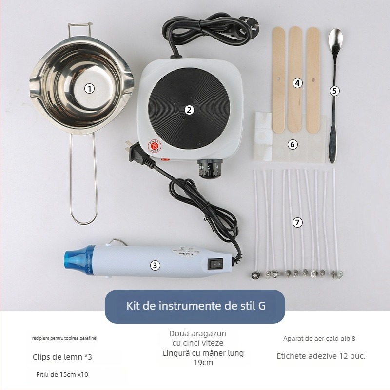 Mingmens set pentru fabricarea lumânărilor aromatice — instrumente handmade, cu plită de inducție, oală pentru ceară și termometru