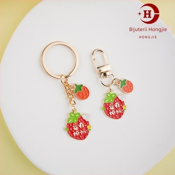 Breloc metalic cu text inspirat din fructe și un personaj de tip desen animat, stil drăguț – accesorii pentru geantă, cadou