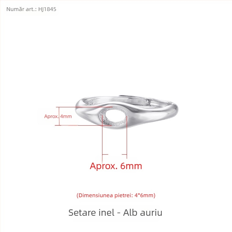 Setare de prsten din cupru, deschidere reglabilă, formă ovală, design original unisex, placare electroplată