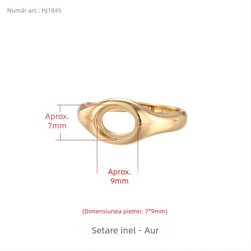 Setare de prsten din cupru, deschidere reglabilă, formă ovală, design original unisex, placare electroplată