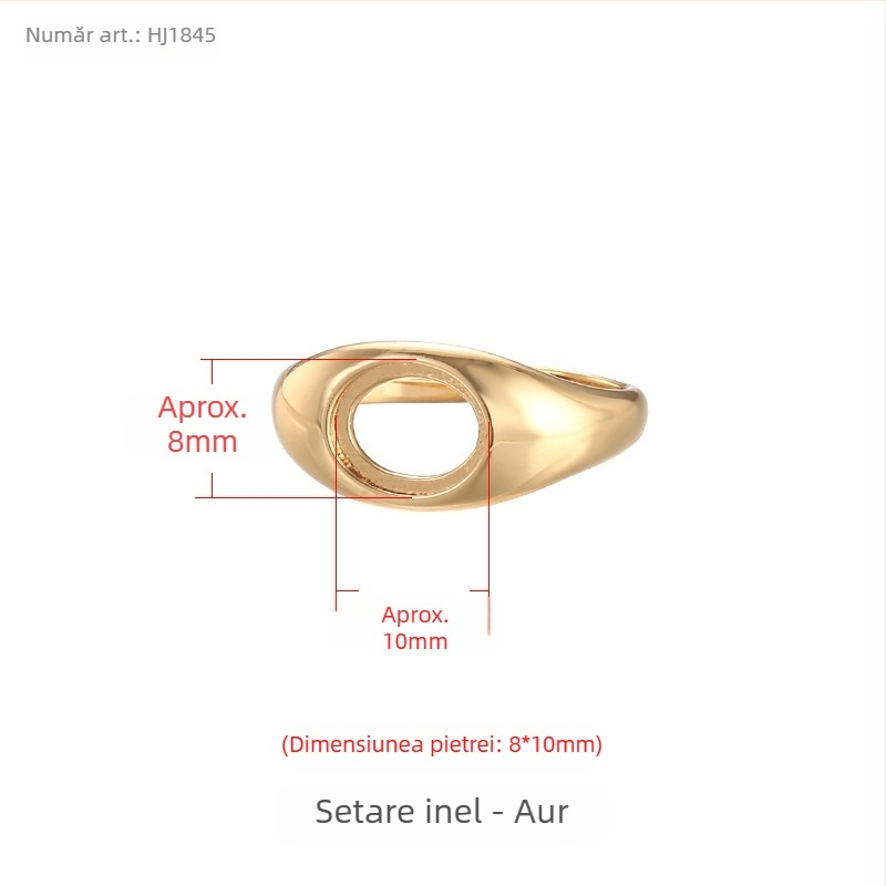 Setare de prsten din cupru, deschidere reglabilă, formă ovală, design original unisex, placare electroplată