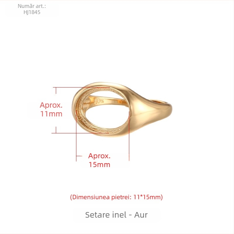 Setare de prsten din cupru, deschidere reglabilă, formă ovală, design original unisex, placare electroplată