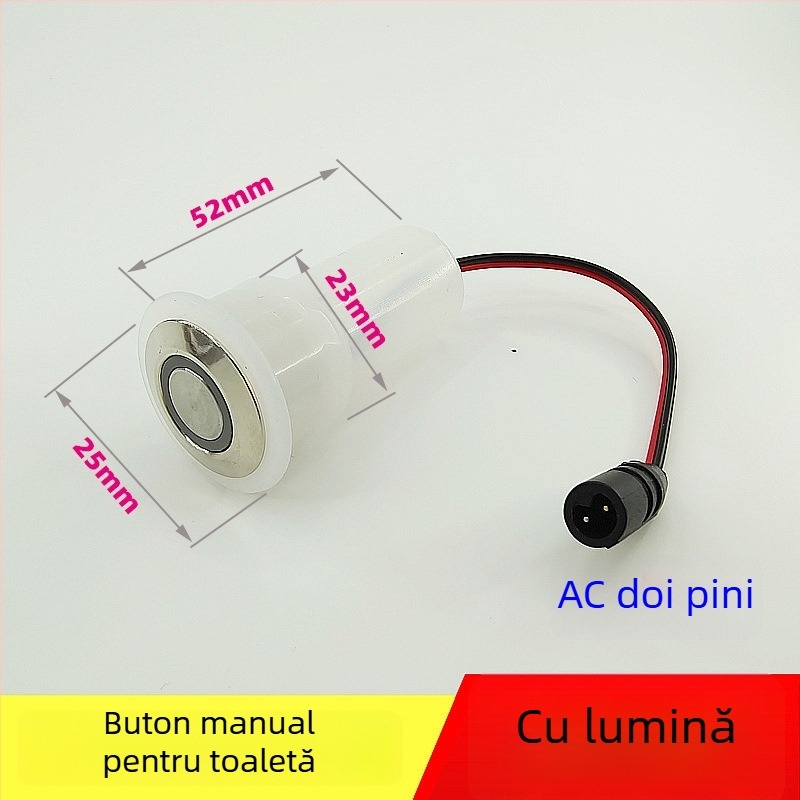 Controler pentru valve pulsante de toaletă – PVC, construcție all-in-one, model AC-001, tip de spălare, buton de spălare în partea superioară