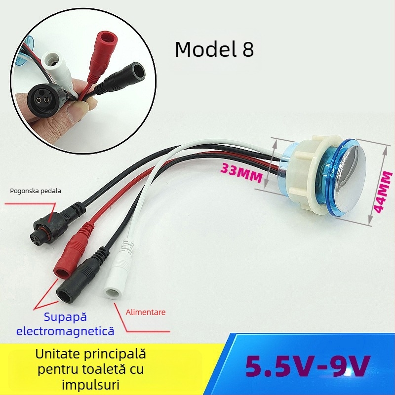 Controler pentru valve pulsante de toaletă – PVC, construcție all-in-one, model AC-001, tip de spălare, buton de spălare în partea superioară