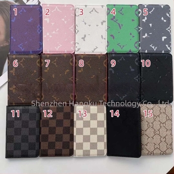 Portofel pentru carduri cu două pliuri, material PU, model în carouri, unisex, stil retro european-american