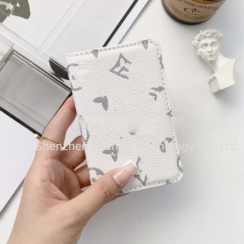 Portofel pentru carduri cu două pliuri, material PU, model în carouri, unisex, stil retro european-american