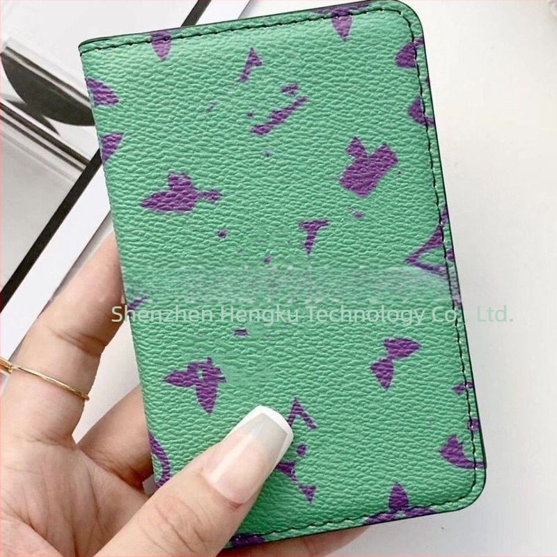 Portofel pentru carduri cu două pliuri, material PU, model în carouri, unisex, stil retro european-american