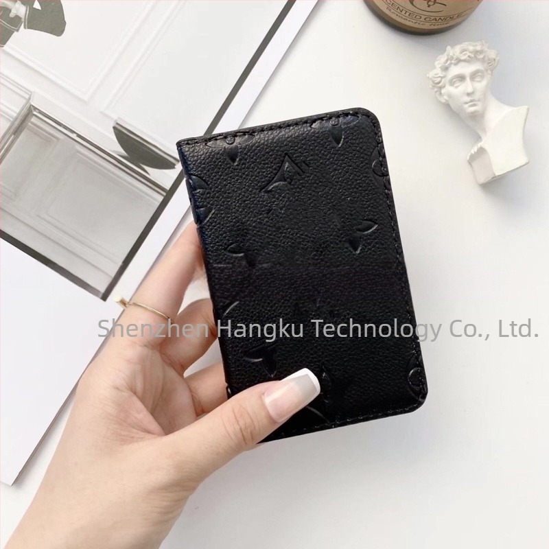 Portofel pentru carduri cu două pliuri, material PU, model în carouri, unisex, stil retro european-american