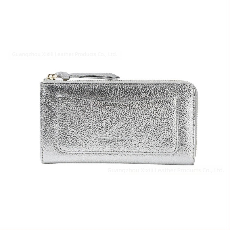 Portofel lung de damă din piele naturală, textură pebble, compartimente pentru carduri și monede, capacitate mare, piele naturală, piele de primul strat, căptușeală din piele de vițel