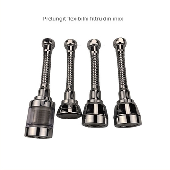Duză filtrantă pentru robinet, din oțel inoxidabil, ieșire rotativă cu trei niveluri, cap anti-stropire și extensie