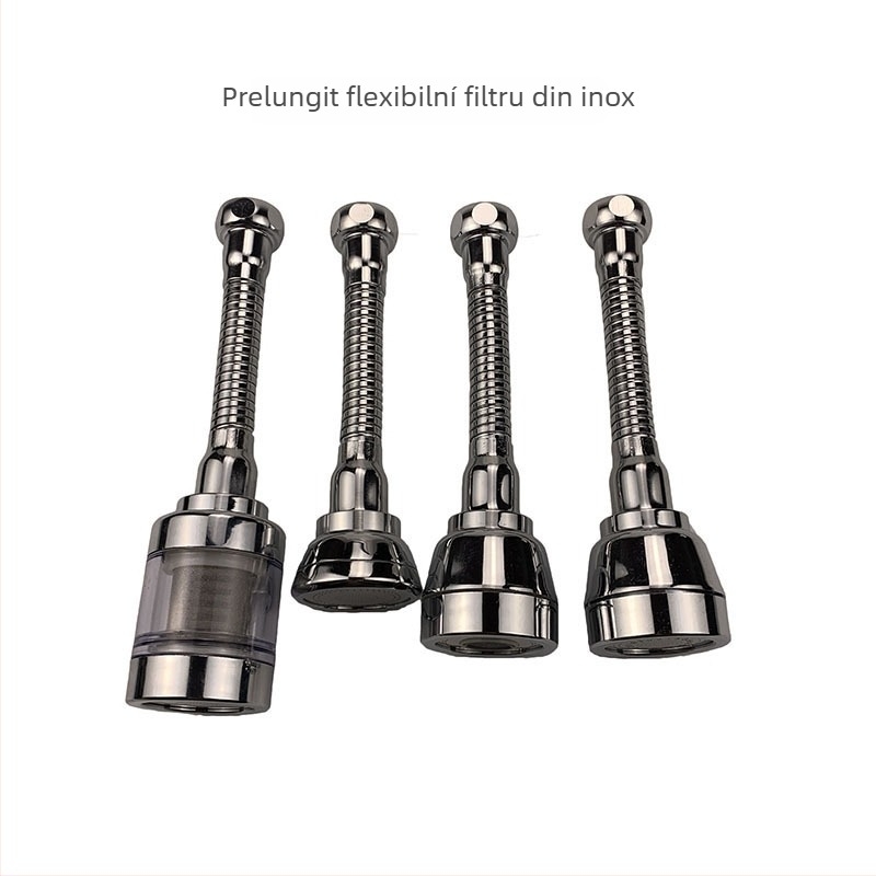 Duză filtrantă pentru robinet, din oțel inoxidabil, ieșire rotativă cu trei niveluri, cap anti-stropire și extensie