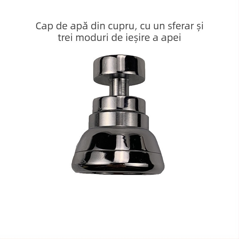 Duză filtrantă pentru robinet, din oțel inoxidabil, ieșire rotativă cu trei niveluri, cap anti-stropire și extensie