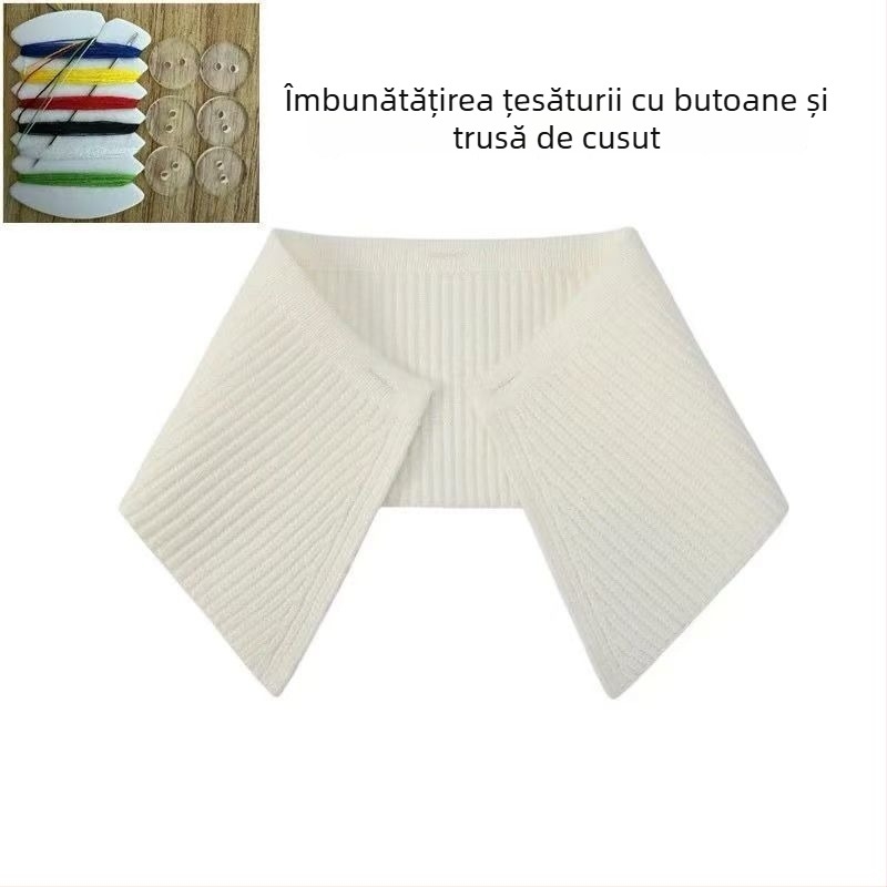 Shatongman Guler Detașabil pentru Copii cu Decor Rectangular cu Pene, Stil Coreean, Rever Mare, Cald, Anti-Pete, Exterior Poliester cu Captuseala Poliester, Primăvara 2025