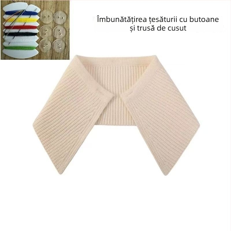 Shatongman Guler Detașabil pentru Copii cu Decor Rectangular cu Pene, Stil Coreean, Rever Mare, Cald, Anti-Pete, Exterior Poliester cu Captuseala Poliester, Primăvara 2025