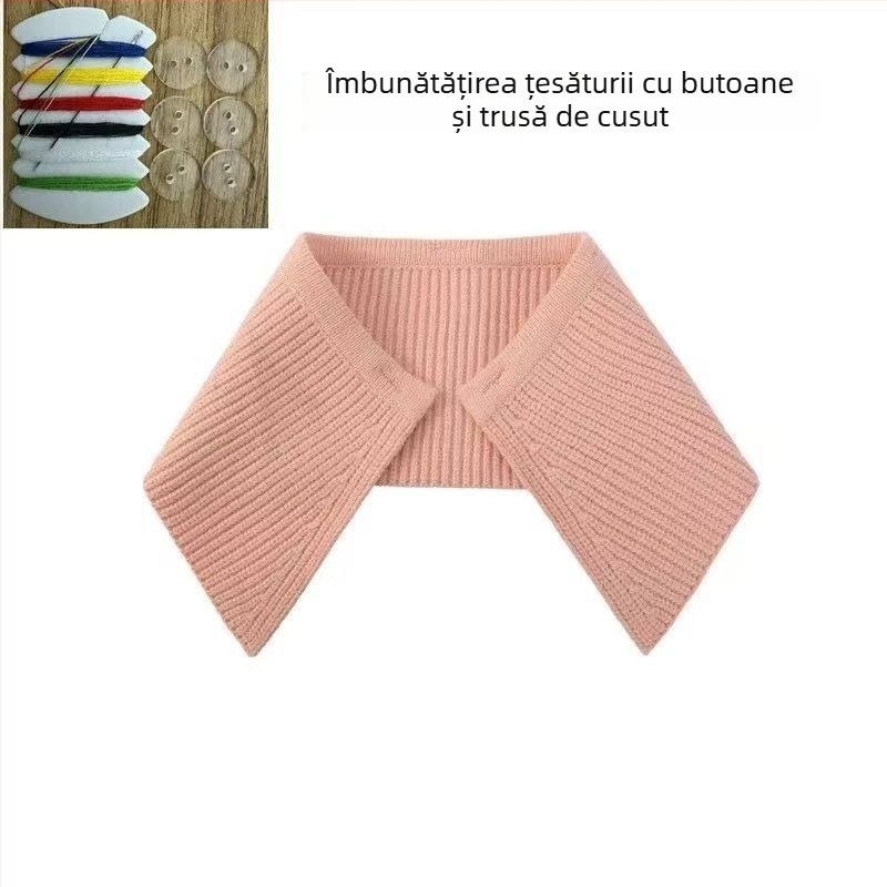 Shatongman Guler Detașabil pentru Copii cu Decor Rectangular cu Pene, Stil Coreean, Rever Mare, Cald, Anti-Pete, Exterior Poliester cu Captuseala Poliester, Primăvara 2025