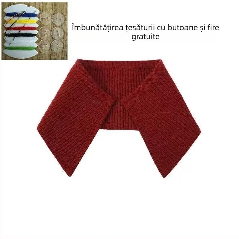 Shatongman Guler Detașabil pentru Copii cu Decor Rectangular cu Pene, Stil Coreean, Rever Mare, Cald, Anti-Pete, Exterior Poliester cu Captuseala Poliester, Primăvara 2025