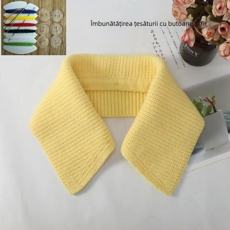 Shatongman Guler Detașabil pentru Copii cu Decor Rectangular cu Pene, Stil Coreean, Rever Mare, Cald, Anti-Pete, Exterior Poliester cu Captuseala Poliester, Primăvara 2025