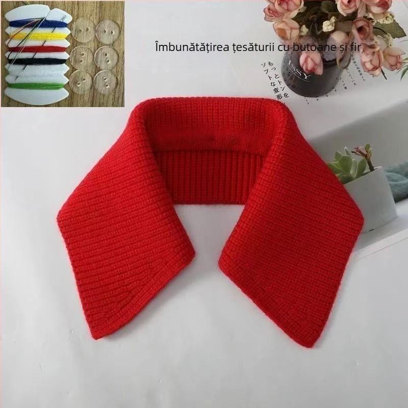 Shatongman Guler Detașabil pentru Copii cu Decor Rectangular cu Pene, Stil Coreean, Rever Mare, Cald, Anti-Pete, Exterior Poliester cu Captuseala Poliester, Primăvara 2025