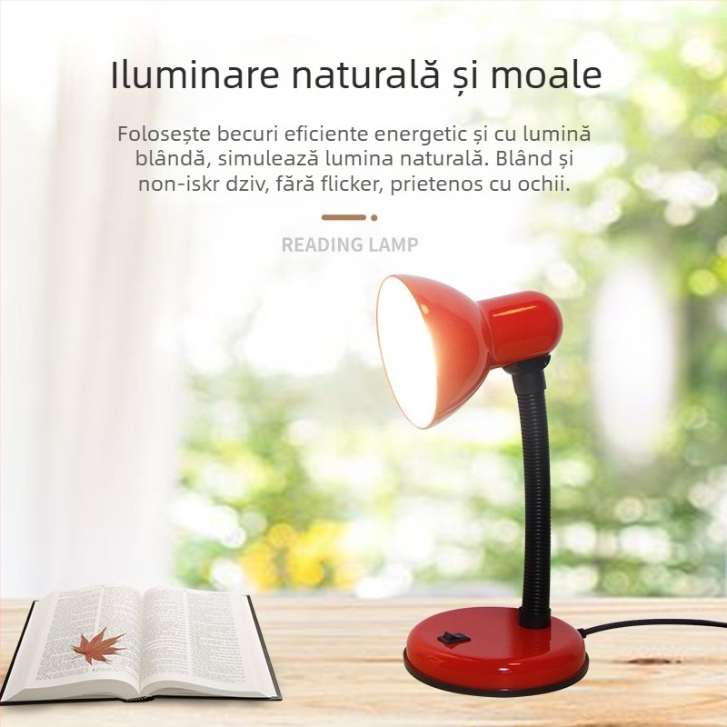 Lampă de birou cu protecție pentru ochi și suport pentru pixuri (CRI ≥95; abajur metalic; control inteligent; 220V; întrerupător cu buton)