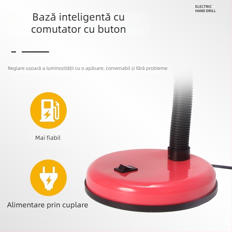 Lampă de birou cu protecție pentru ochi și suport pentru pixuri (CRI ≥95; abajur metalic; control inteligent; 220V; întrerupător cu buton)