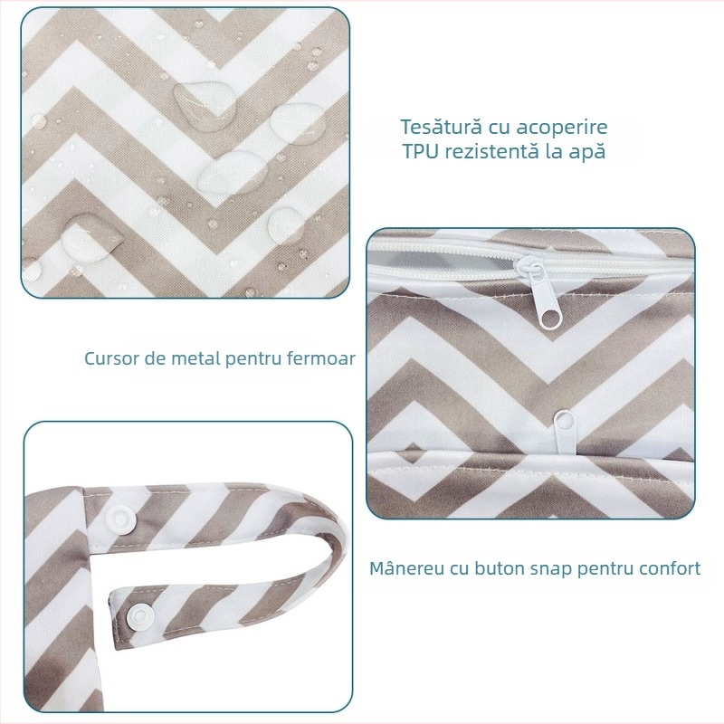 Geantă pentru scutece Beidi Bird, impermeabilă, cu fermoare duble, separare umed-uscat, dimensiuni 30×40 cm, model 5965295