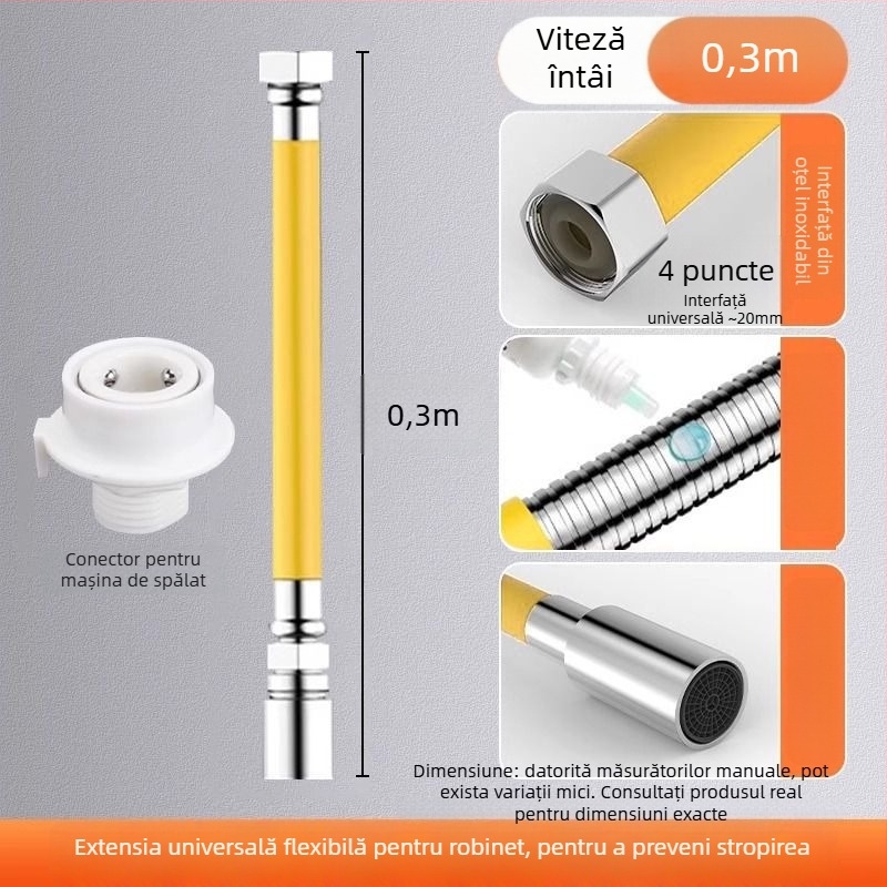 Extender pentru robinet de baie, din oțel inoxidabil, montaj rapid cu conector, finisaj electroplacat, control cu o singură manetă sau control dual, 0–100°C