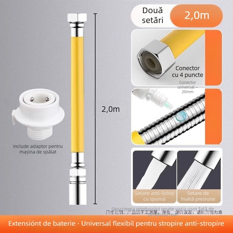 Extender pentru robinet de baie, din oțel inoxidabil, montaj rapid cu conector, finisaj electroplacat, control cu o singură manetă sau control dual, 0–100°C